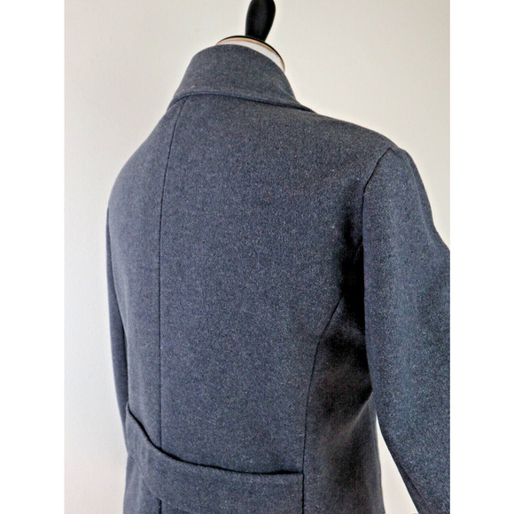 Lands End Size 12 Wool Blend Double Breasted Pea Coat Gray - Picture 5 of 11